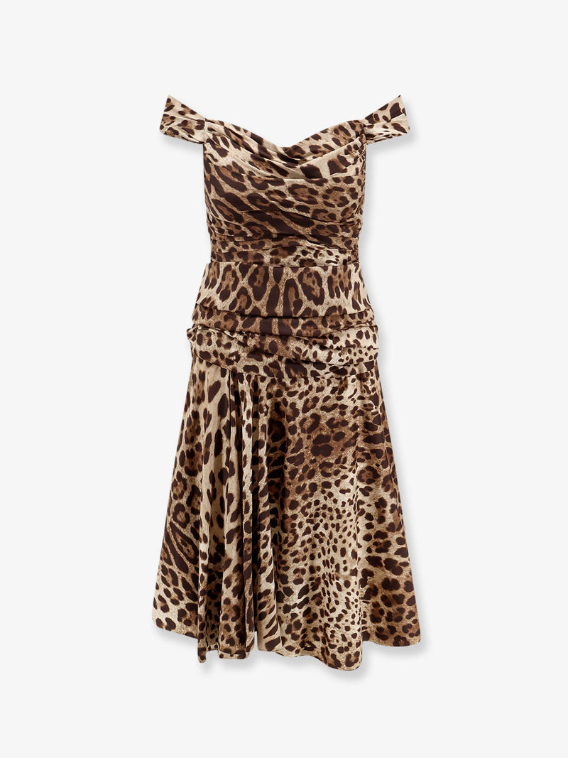 Dolce & Gabbana Vestido largo de seda con estampado animal Dolce & Gabbana - World Class Fashion