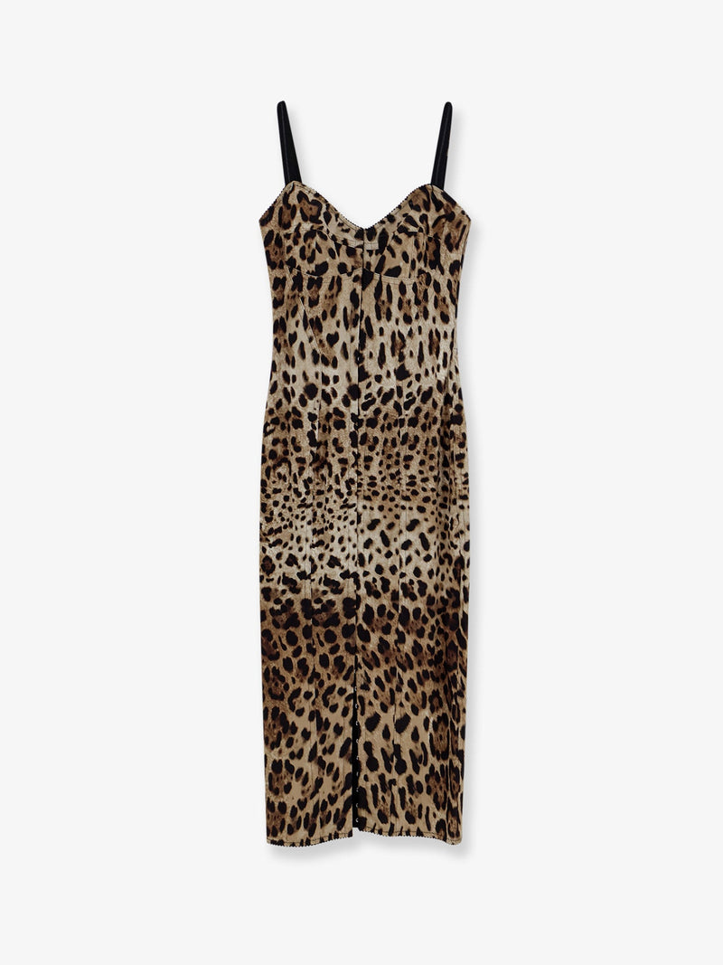 Dolce & Gabbana Dolce & Gabbana Vestido Largo de Tejido Elástico con Estampado Animal - World Class Fashion