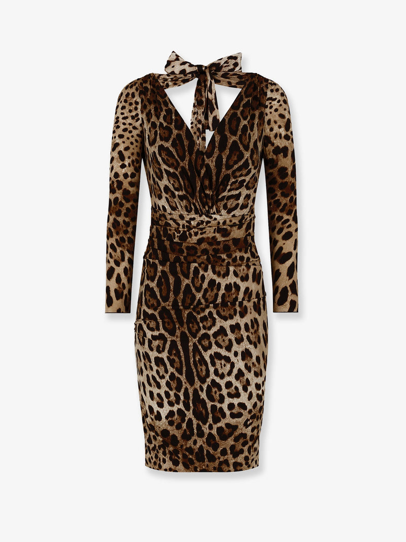 Dolce & Gabbana Dolce & Gabbana Leopard Print Charmeuse Dress - World Class Fashion