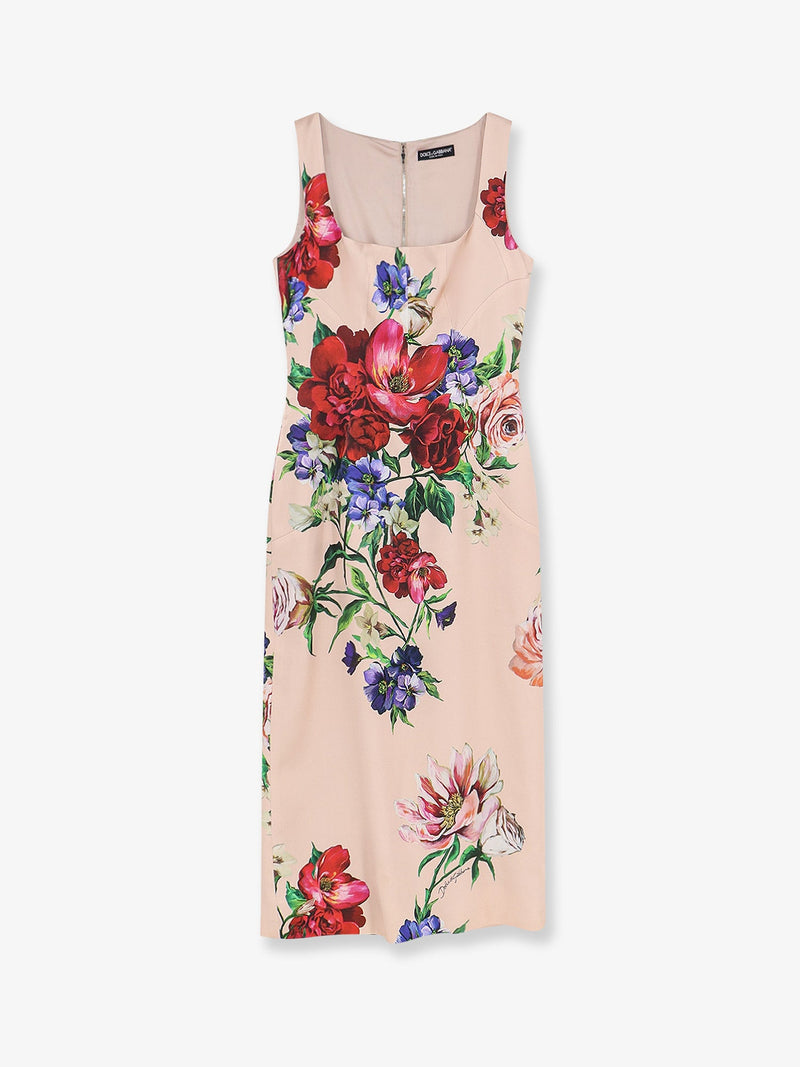 Dolce & Gabbana Vestido midi de satén Dolce & Gabbana beige para mujer - World Class Fashion