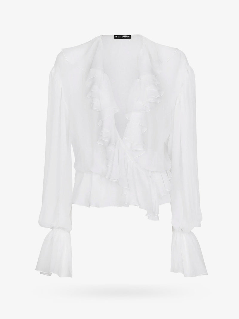 Dolce & Gabbana Dolce & Gabbana Silk Shirt with Ruffles White - World Class Fashion