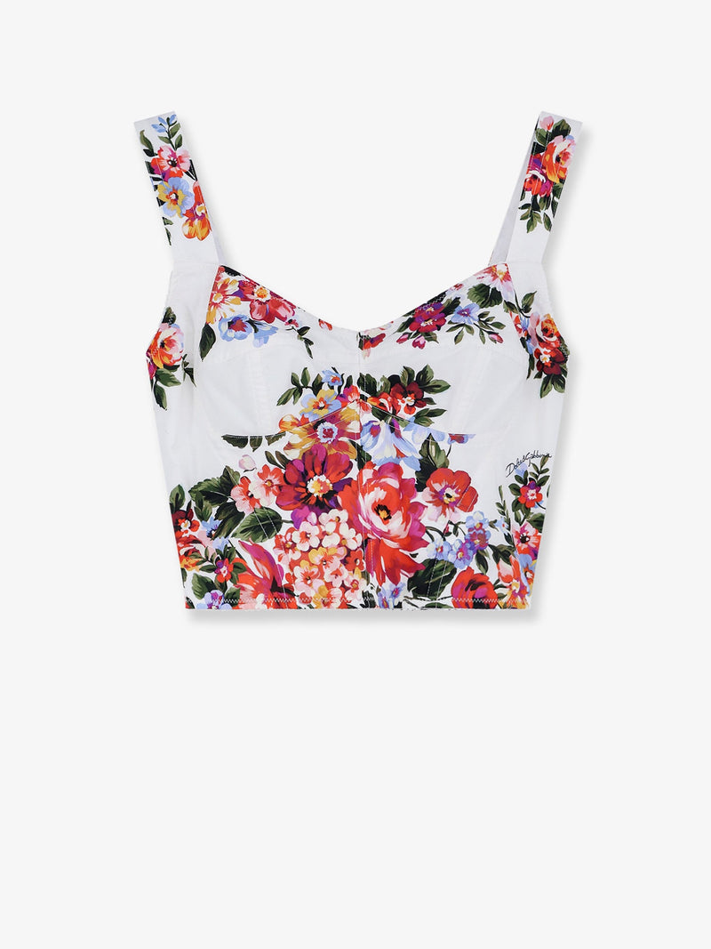 Dolce & Gabbana Dolce & Gabbana Cotton Blend Bustier Top White - World Class Fashion