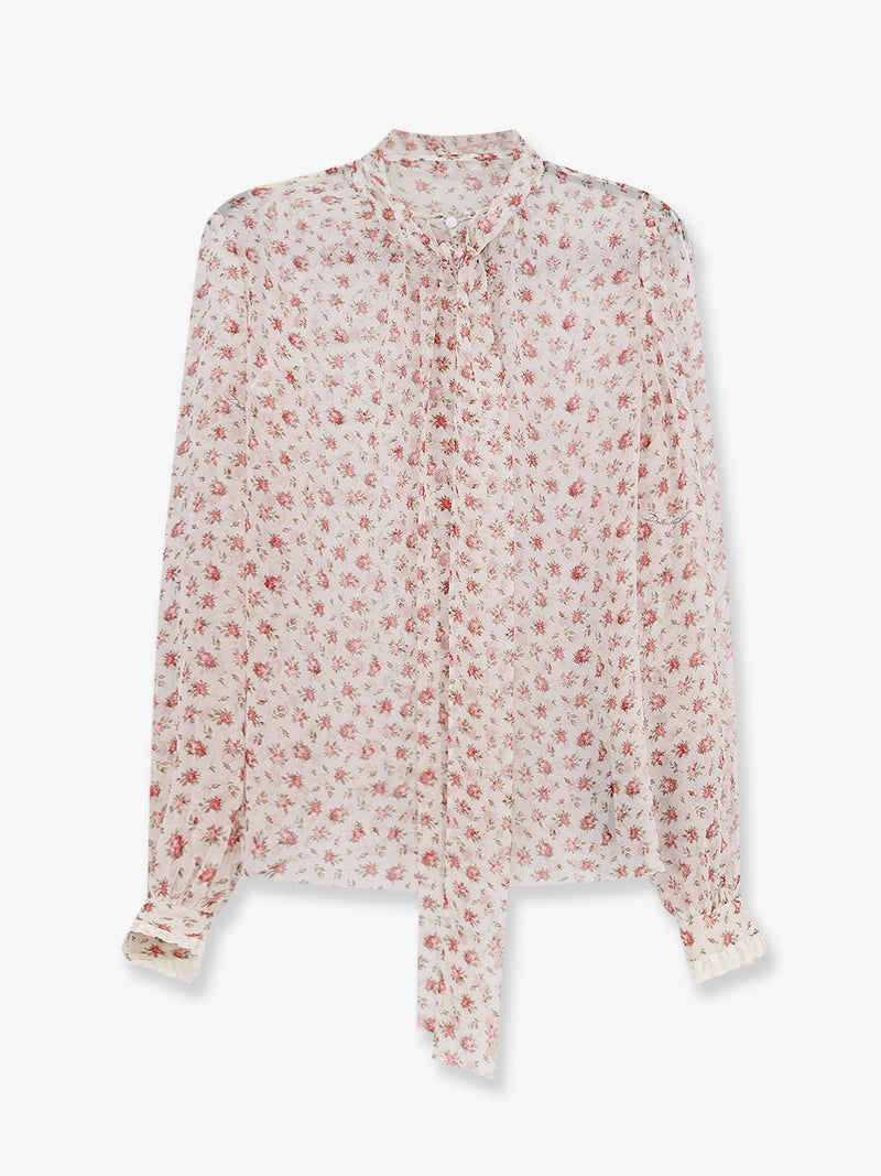 Dolce & Gabbana Dolce & Gabbana Roselline Print Chiffon Shirt White - World Class Fashion