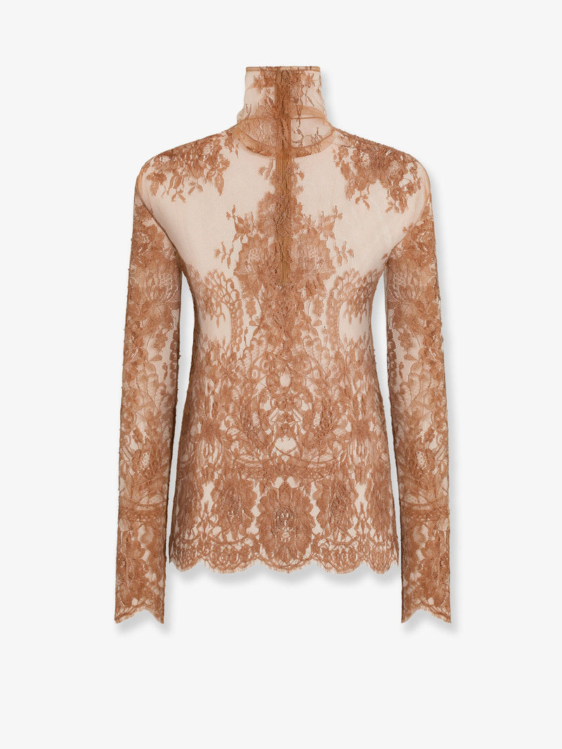 Dolce & Gabbana Dolce & Gabbana Chantilly Lace Shirt Beige - World Class Fashion