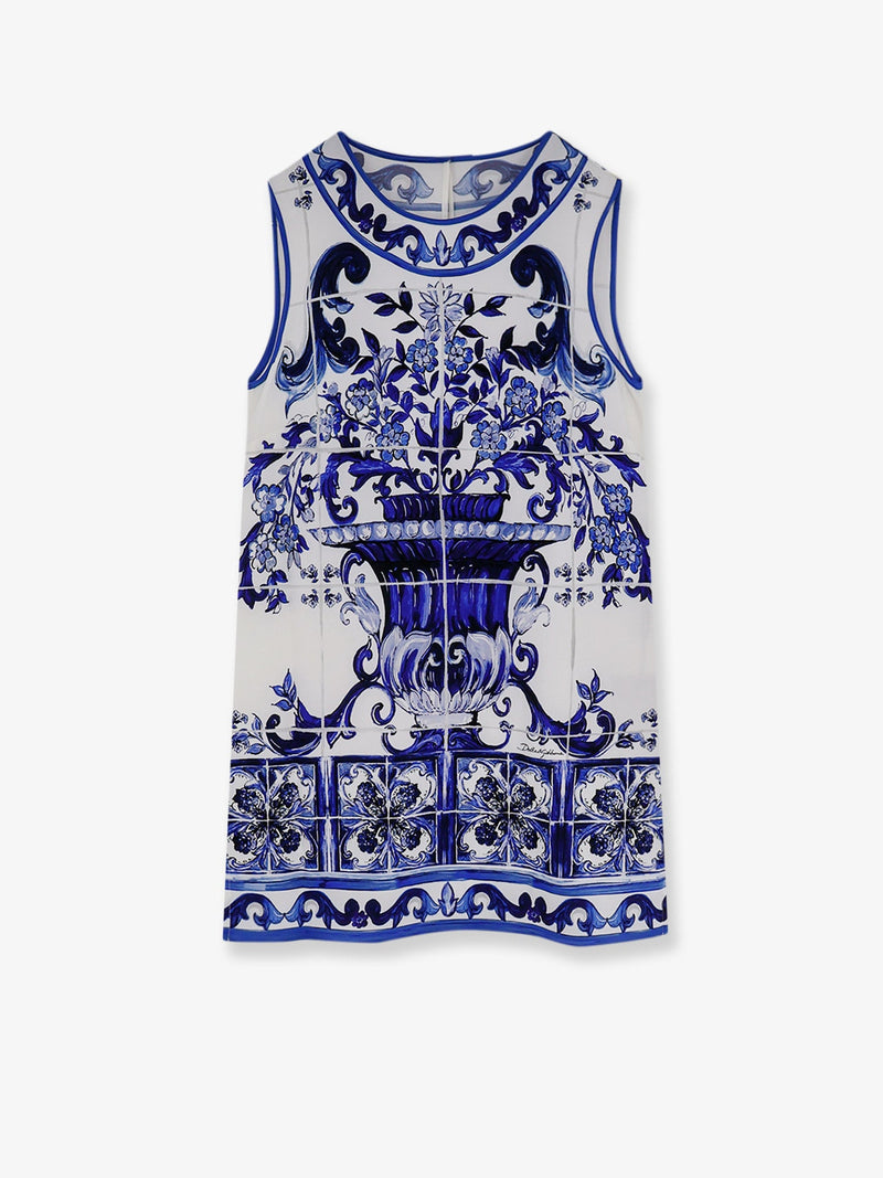 Dolce & Gabbana Dolce & Gabbana Silk Top with Maiolica Print Blue - World Class Fashion
