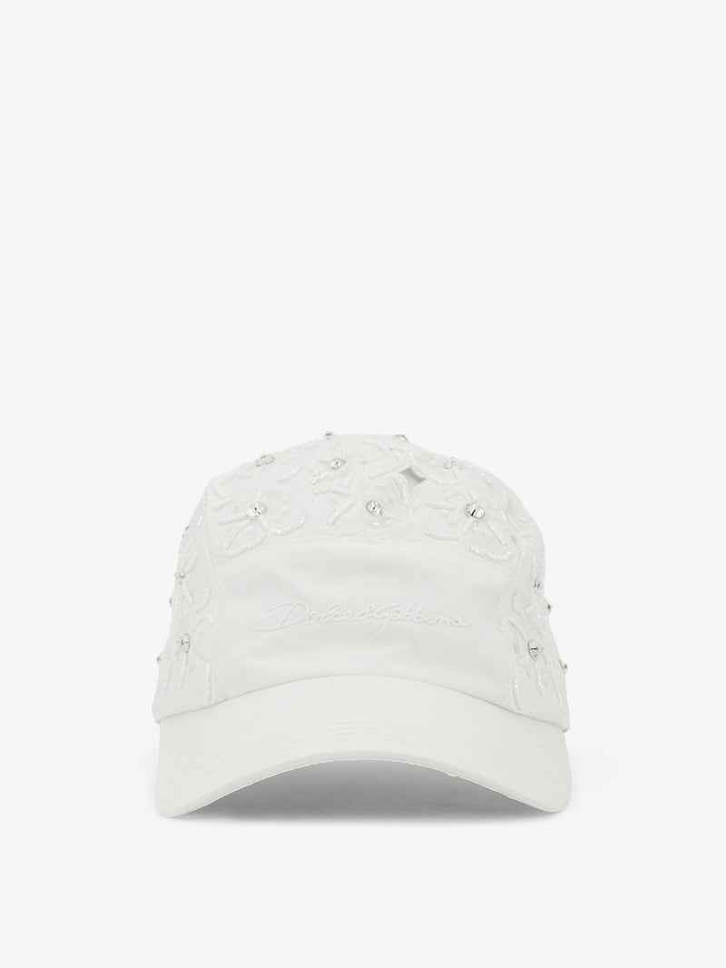 Dolce & Gabbana Dolce & Gabbana Cotton Hat Floral Embroidery White - World Class Fashion