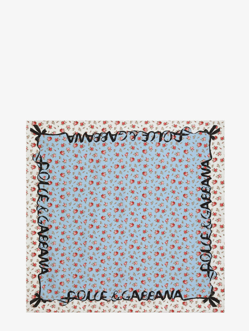 Dolce & Gabbana Dolce & Gabbana Silk Foulard Roselline Print Blue - World Class Fashion