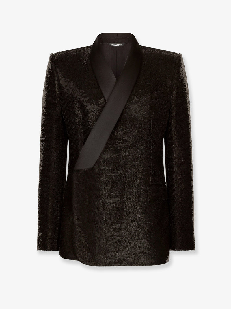 Dolce & Gabbana Dolce & Gabbana Siciliatuxedo Sequin Blazer Black - World Class Fashion