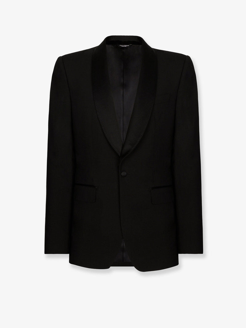 Dolce & Gabbana Dolce & Gabbana Sicilia Stretch Wool Tuxedo Blazer Black - World Class Fashion