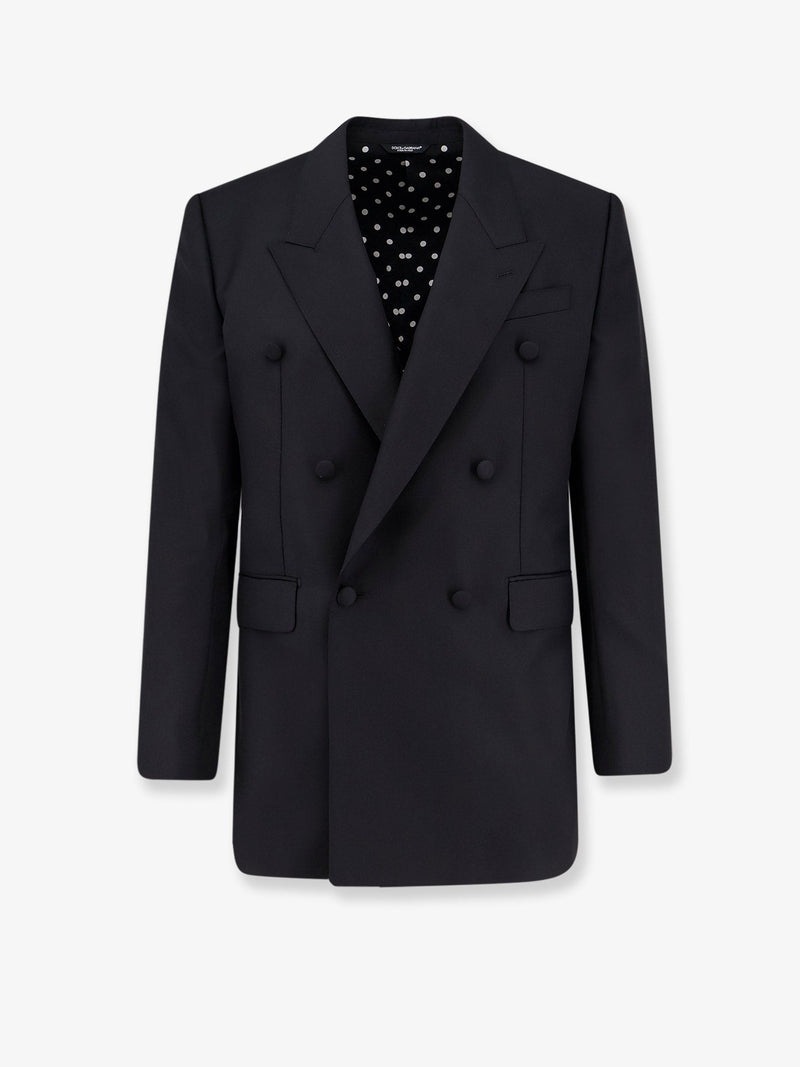Dolce & Gabbana Blazer de lana virgen cruzado de Dolce & Gabbana en negro - World Class Fashion
