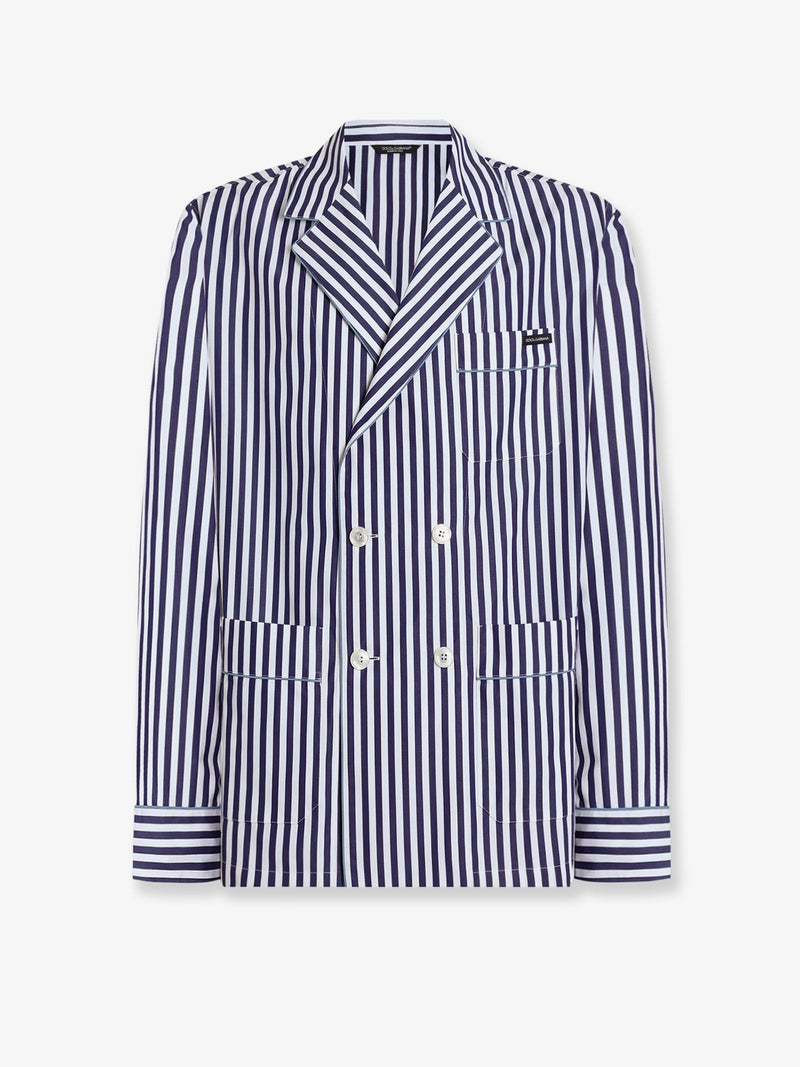 Dolce & Gabbana Dolce & Gabbana Cotton Blazer with Striped Motif Blue - World Class Fashion