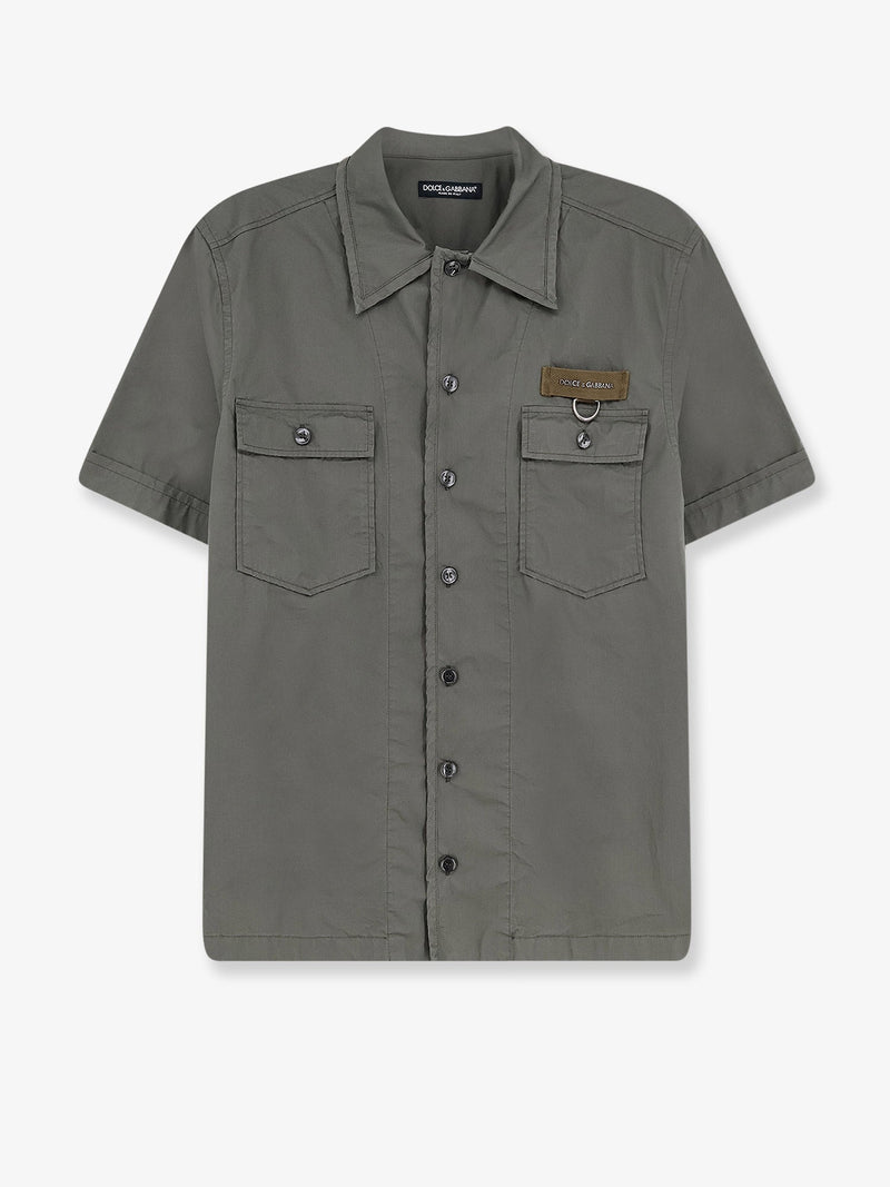 Dolce & Gabbana Dolce & Gabbana Cotton Shirt with Logo Patch Green - World Class Fashion