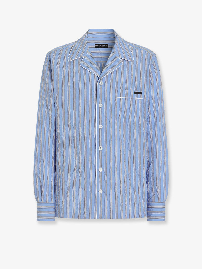 Dolce & Gabbana Dolce & Gabbana Vanity Pajamas Froissé Cotton Shirt Blue - World Class Fashion