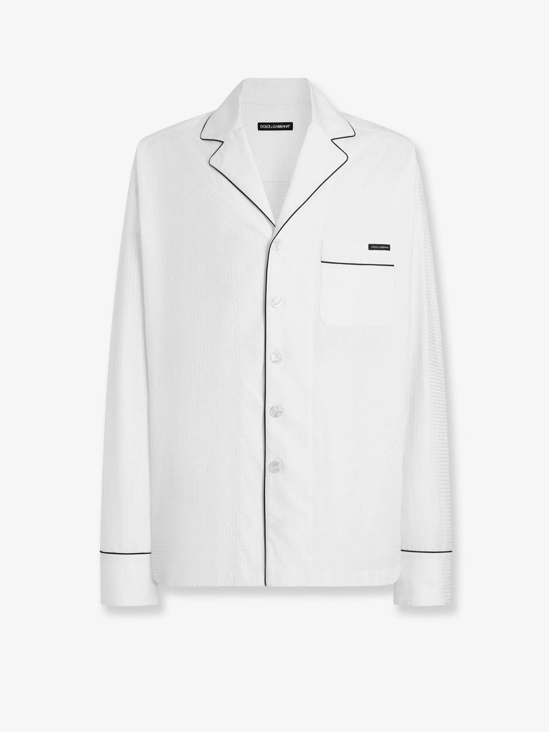 Dolce & Gabbana Dolce & Gabbana Vanity Pajamas Textured Cotton Shirt Blue - World Class Fashion
