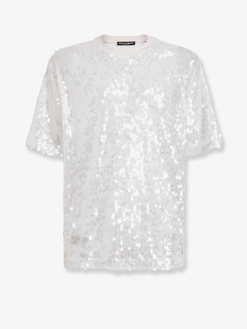 Dolce & Gabbana Dolce & Gabbana Sequin Detail T-Shirt White - World Class Fashion