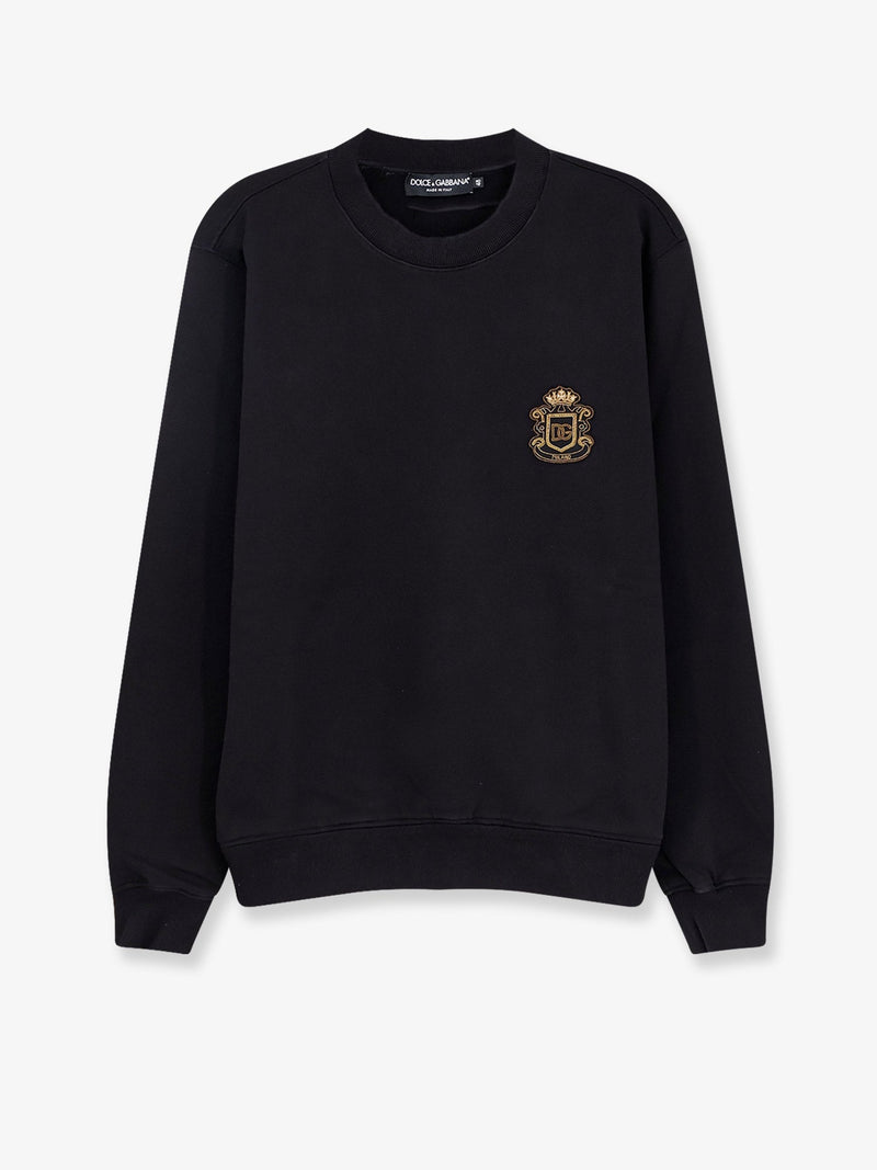 Dolce & Gabbana Dolce & Gabbana Cotton Sweatshirt with Logo Patch Black - World Class Fashion