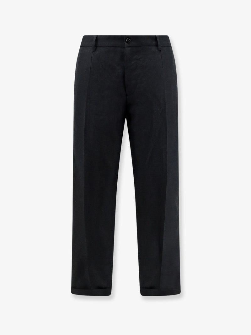 Dolce & Gabbana Dolce & Gabbana Linen Trousers Black Men - World Class Fashion