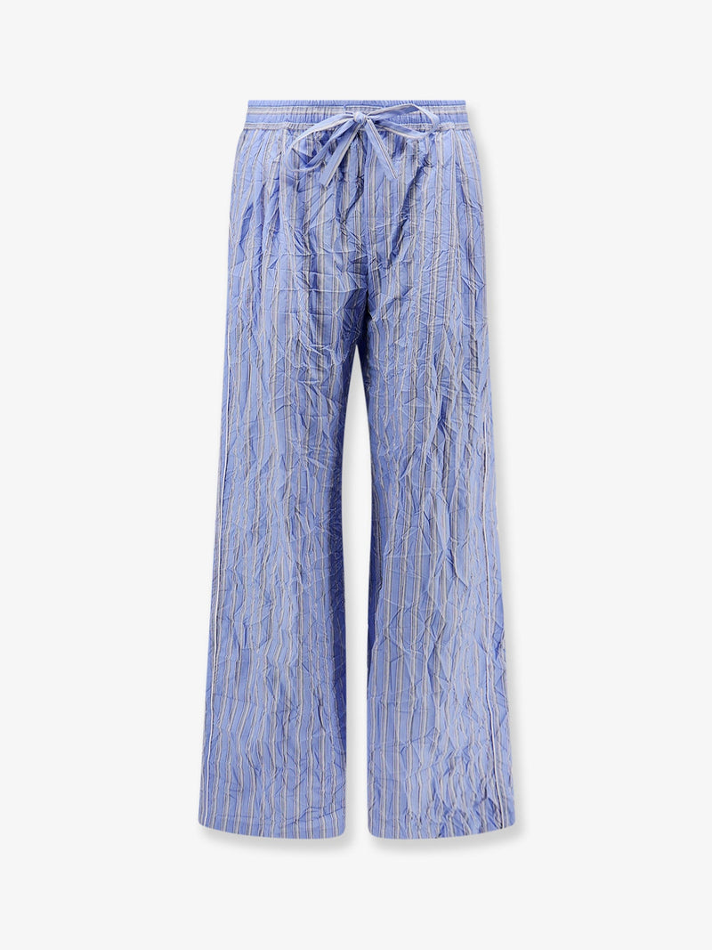 Dolce & Gabbana Dolce & Gabbana Vanity Pajamas Froissé Poplin Trousers Blue - World Class Fashion