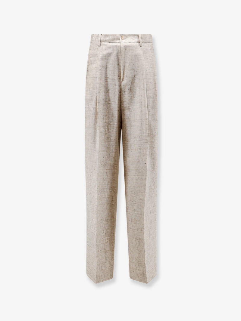 Dolce & Gabbana Dolce & Gabbana Viscose Linen Blend Trousers Beige - World Class Fashion