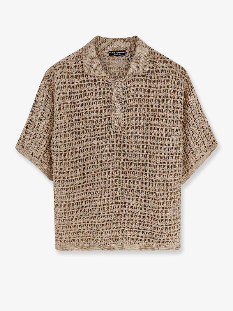 Dolce & Gabbana Dolce & Gabbana Perforated Linen Sweater Beige - World Class Fashion