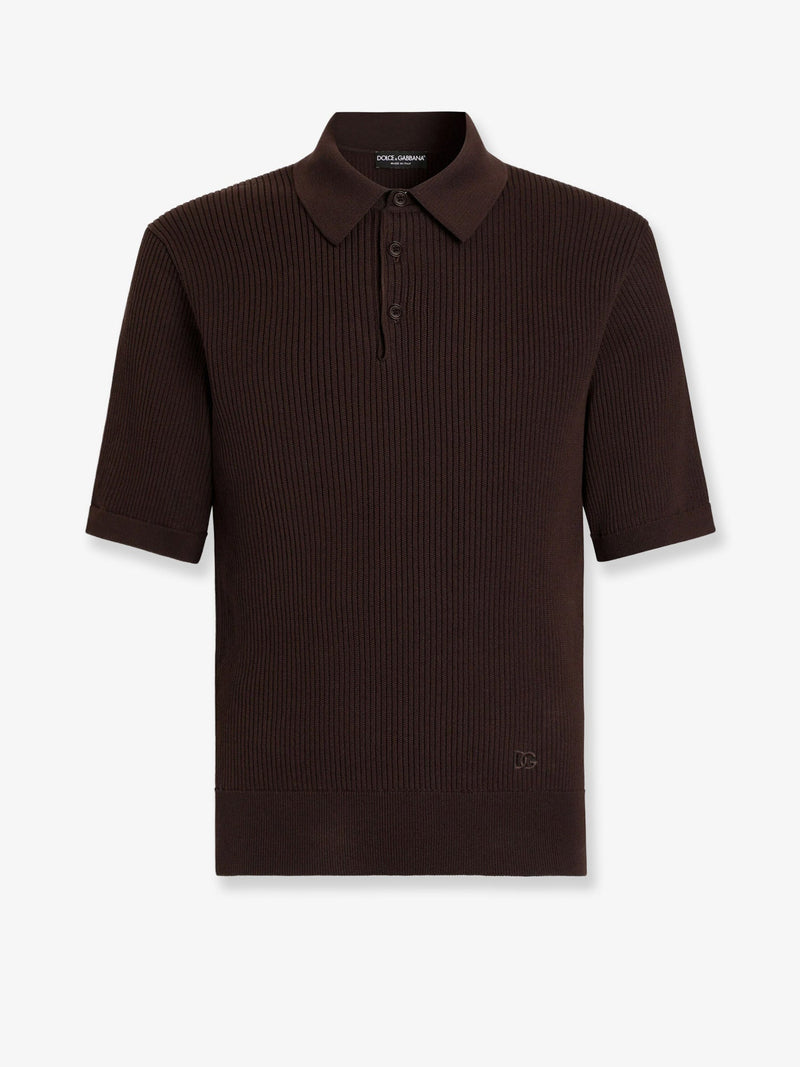 Dolce & Gabbana Dolce & Gabbana Ribbed Cotton Polo Shirt Brown - World Class Fashion