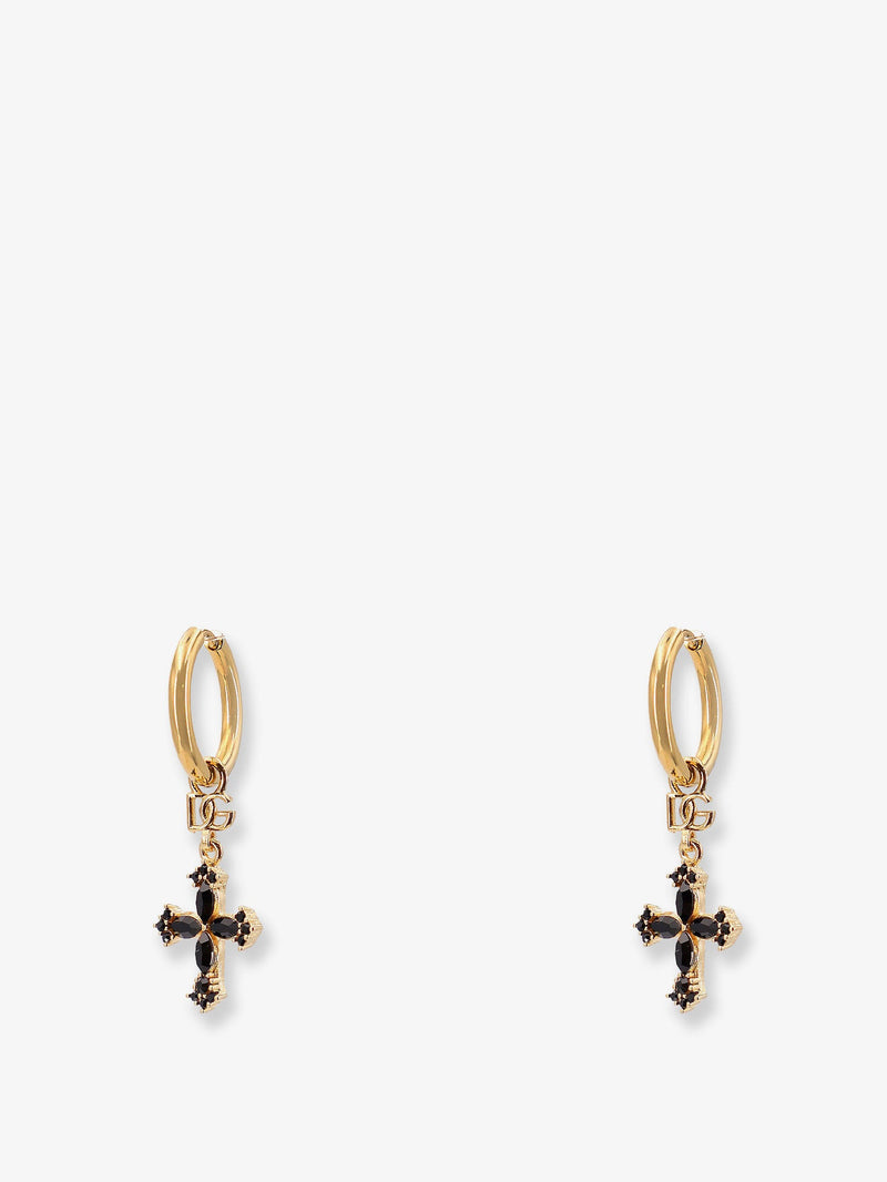Dolce & Gabbana Dolce & Gabbana Brass Earrings with Rhinestones Black - World Class Fashion