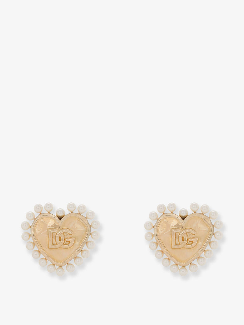 Dolce & Gabbana Dolce & Gabbana Brass Earrings with Bead Detail Gold - World Class Fashion