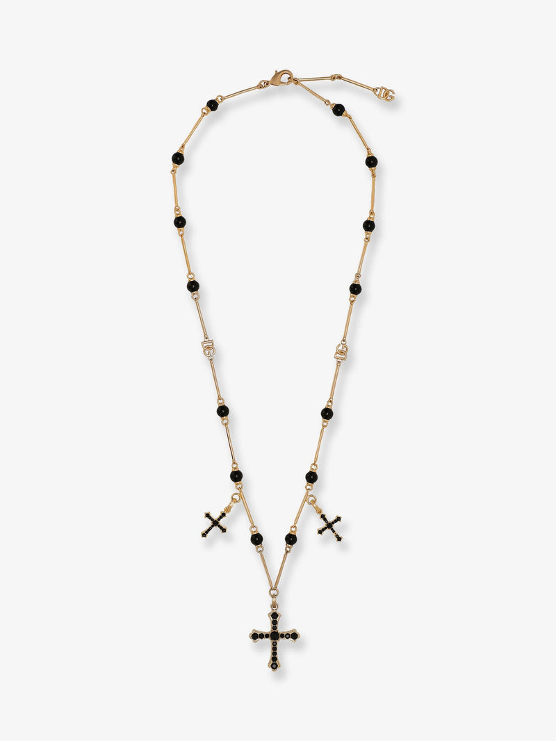 Dolce & Gabbana Dolce & Gabbana Brass Rosary With Cross Charms Gold - World Class Fashion