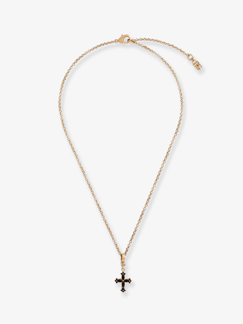 Dolce & Gabbana Dolce & Gabbana Metal Necklace Gold with Rhinestone Detail - World Class Fashion