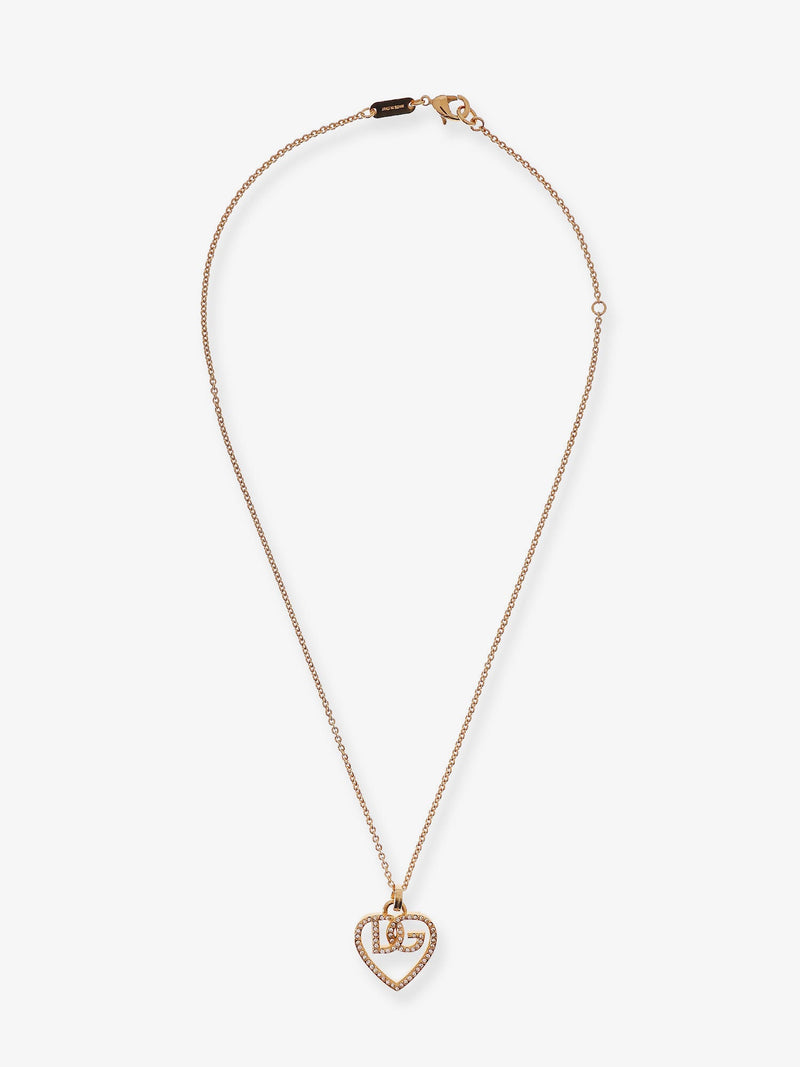 Dolce & Gabbana Dolce & Gabbana Gold Brass Necklace With Rhinestones - World Class Fashion