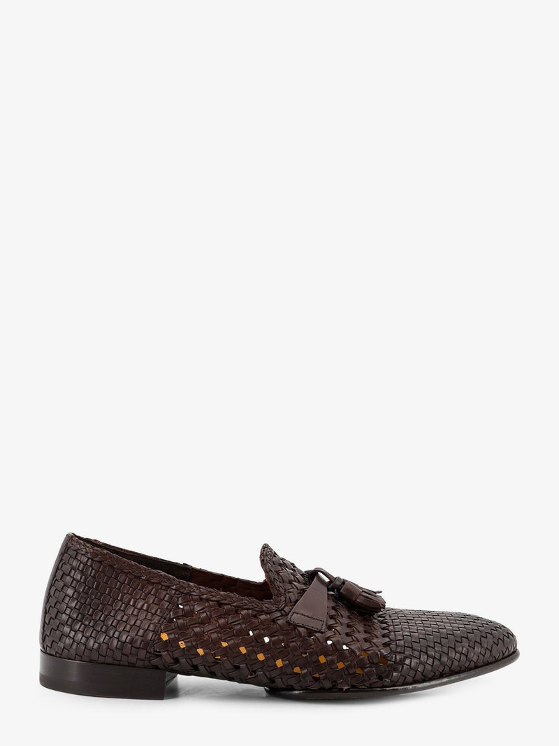 Doucal's Doucal's Leather Loafers with Woven Detail Brown - World Class Fashion
