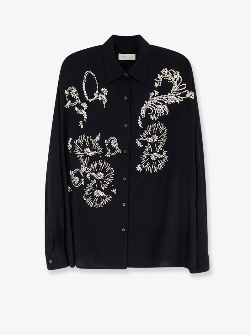 Dries Van Noten Dries Van Noten Casia Shirt with Rhinestones Black - World Class Fashion