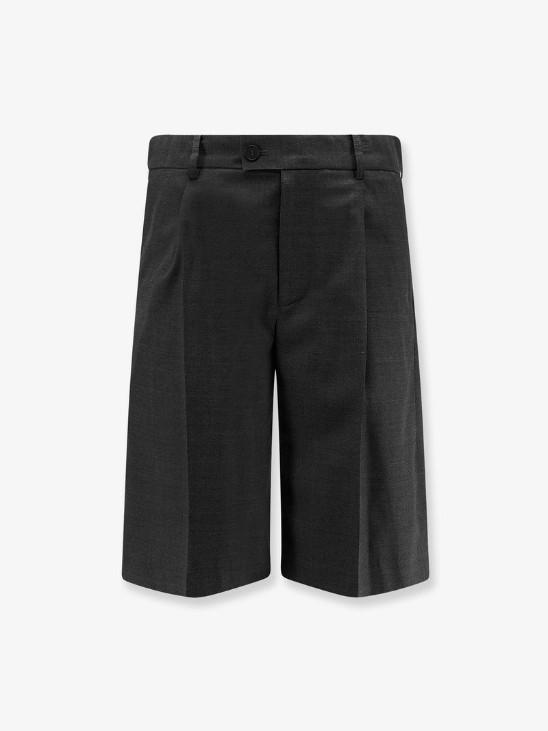 Dunst Dunst Pleated Wool and Silk Bermuda Shorts Black - World Class Fashion