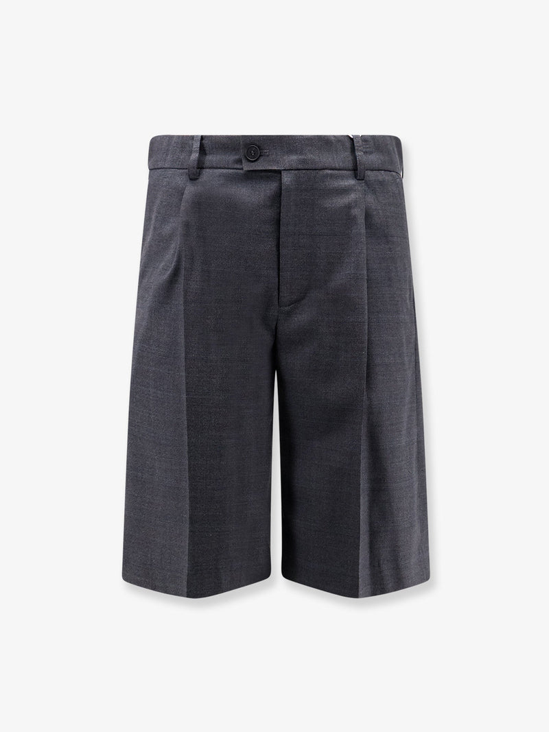 Dunst Dunst Pleated Check Wool Blend Bermuda Shorts Grey - World Class Fashion