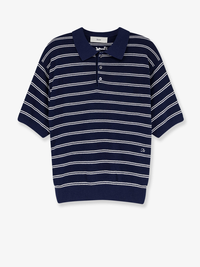 Dunst Polo Dunst de mezcla de algodón a rayas color azul marino para mujer - World Class Fashion