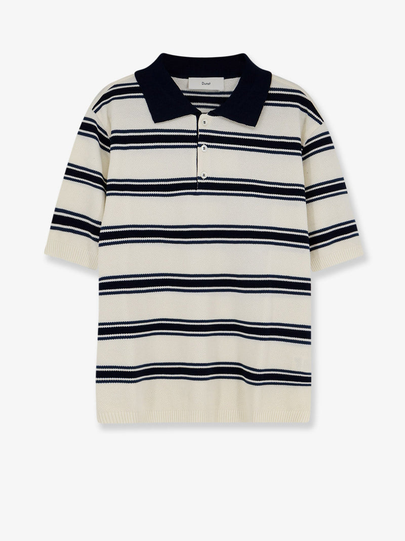 Dunst Dunst Striped Cotton Polo Shirt Cream Navy - World Class Fashion