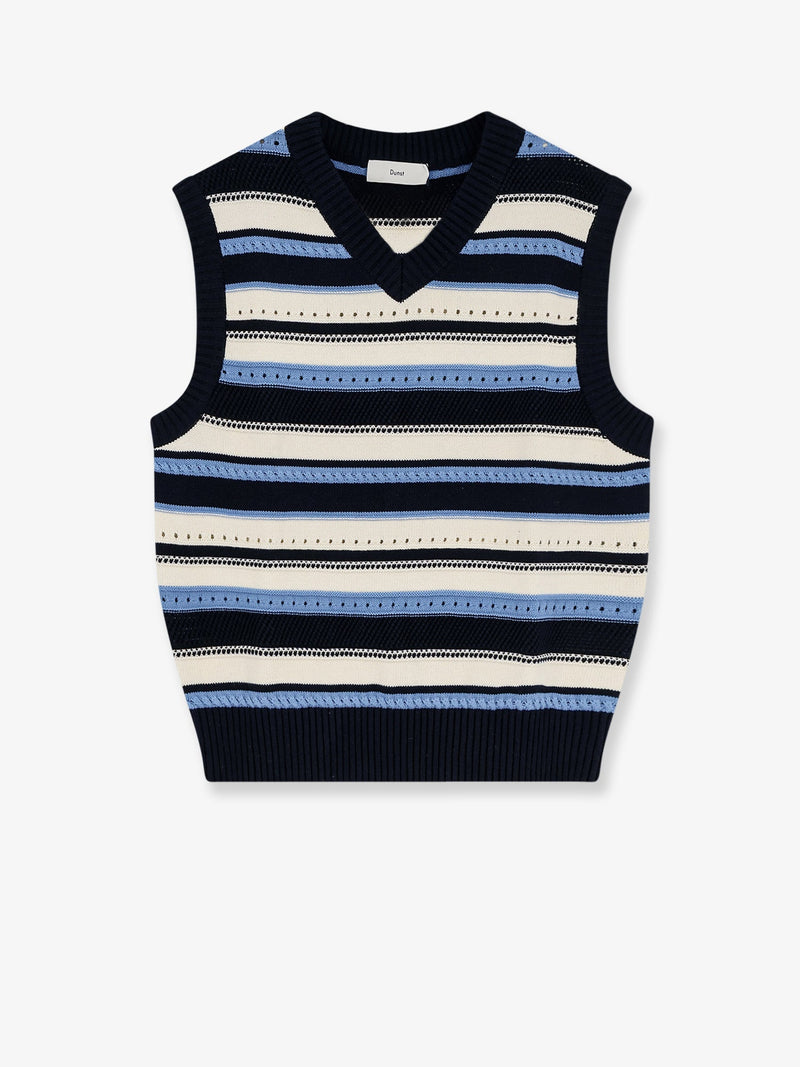 Dunst Suéter sin mangas de algodón Dunst unisex azul marino/crema - World Class Fashion