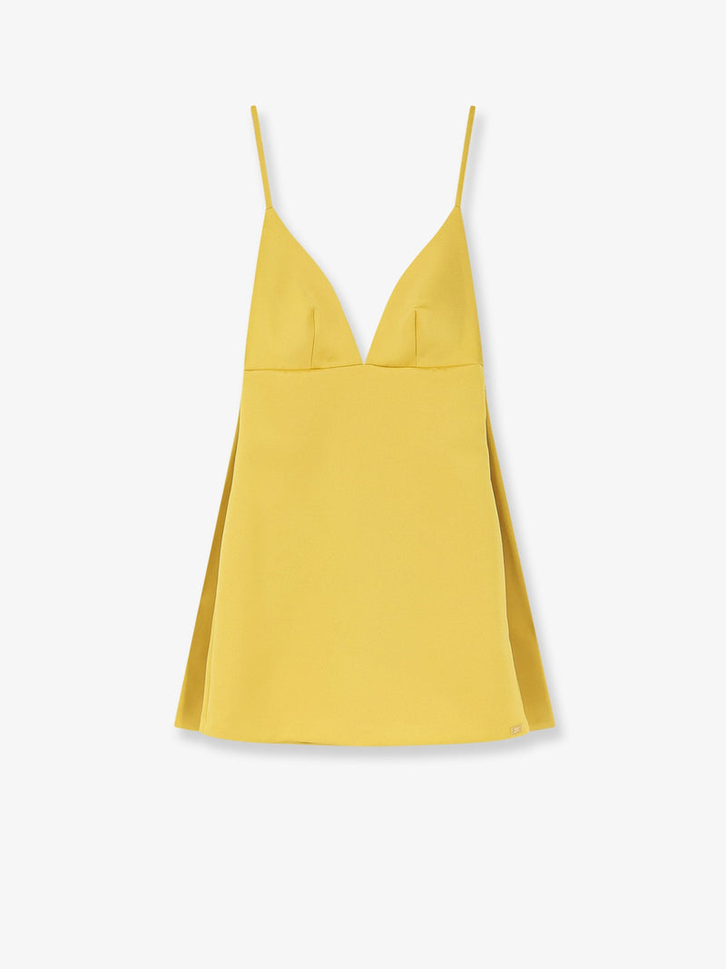 Elisabetta Franchi Elisabetta Franchi Daily Satin Mini Dress Yellow - World Class Fashion