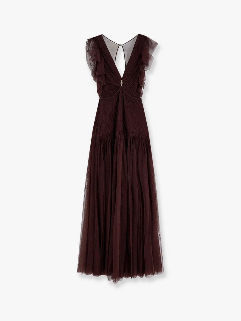 Elisabetta Franchi Vestido largo Elisabetta Franchi Red Carpet marrón - World Class Fashion