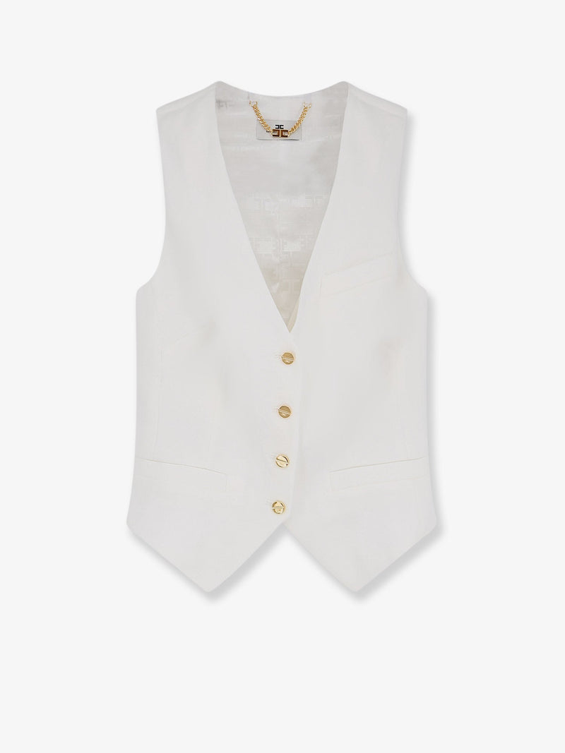 Elisabetta Franchi Elisabetta Franchi Linen Viscose Vest White - World Class Fashion