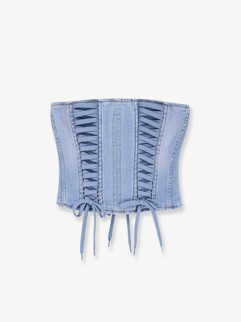Elisabetta Franchi Elisabetta Franchi Urban Denim Bustier Blue - World Class Fashion