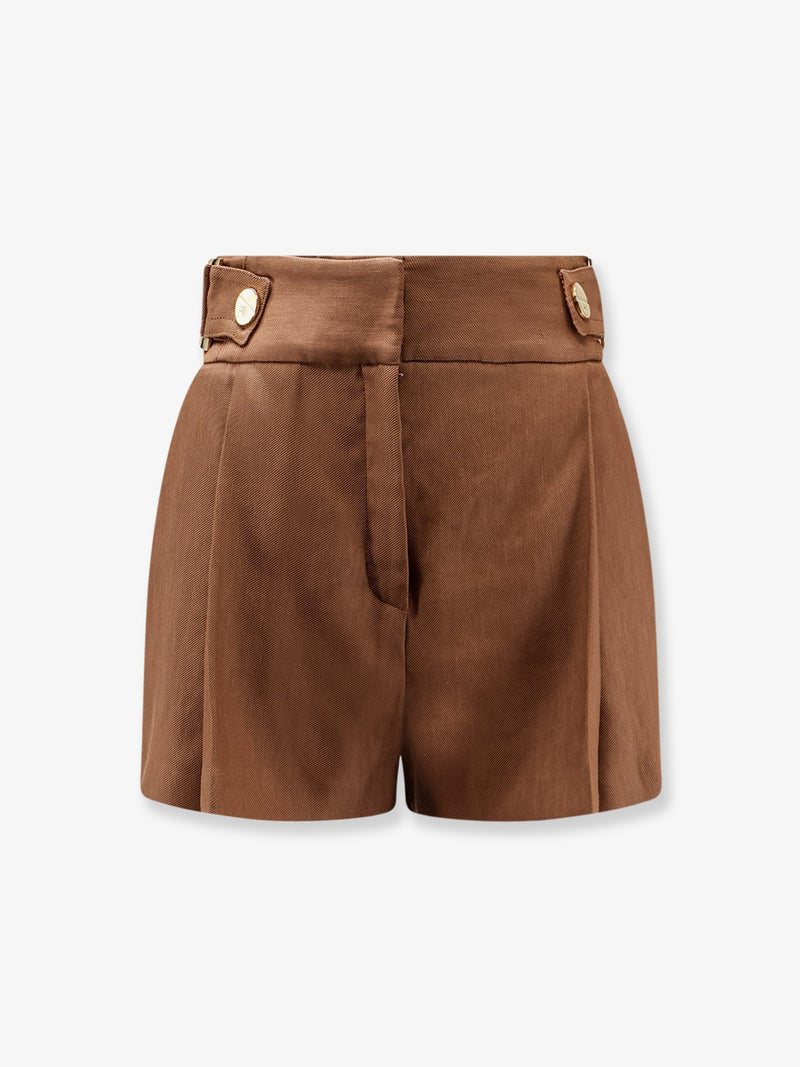 Elisabetta Franchi Elisabetta Franchi Daily Linen and Viscose Shorts Brown - World Class Fashion