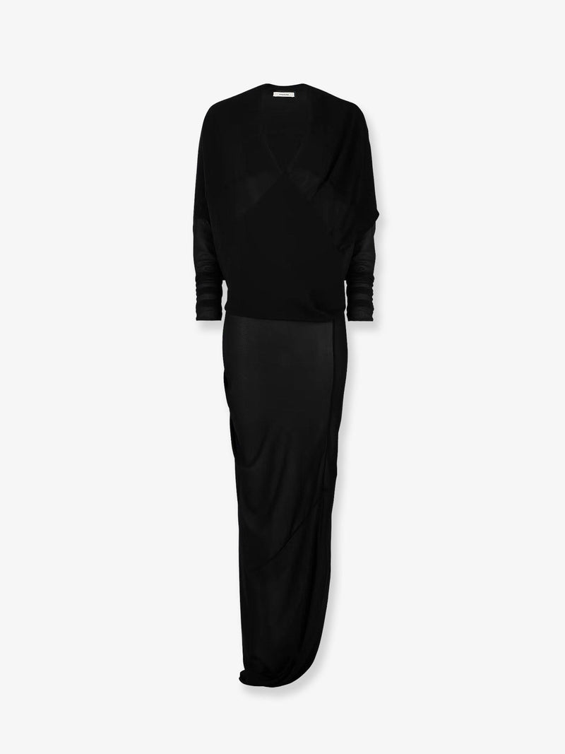 Entire Studios Vestido Bata de Tela Transparente Entire Studios Negro - World Class Fashion