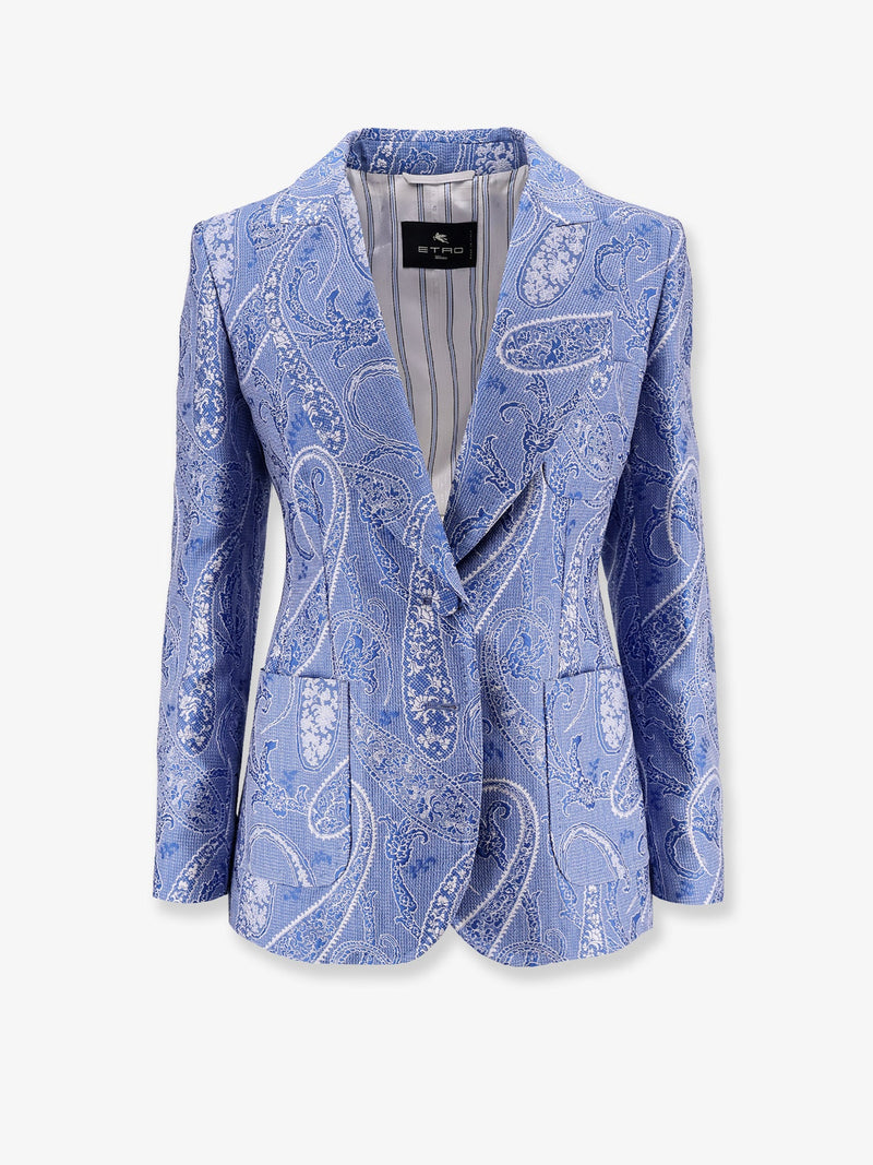 Etro Blazer de botonadura sencilla de mezcla de seda de Etro azul - World Class Fashion