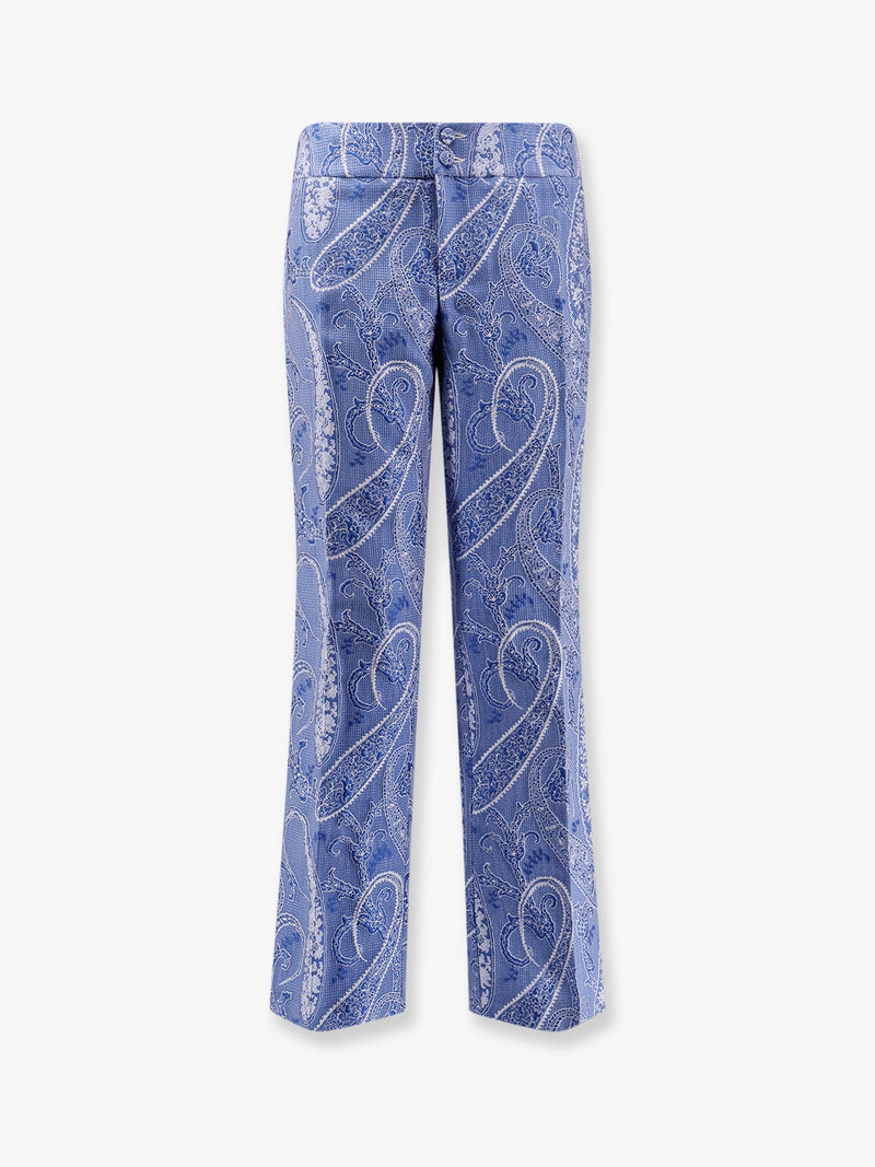 Etro Pantalones Etro para mujer con estampado de cachemira azules - World Class Fashion