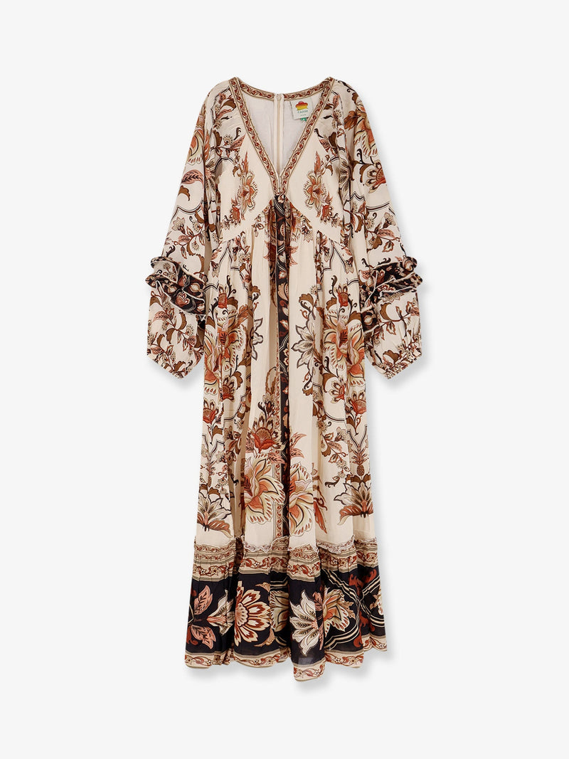 Farm Rio Vestido largo Majestic Farm Rio beige - World Class Fashion