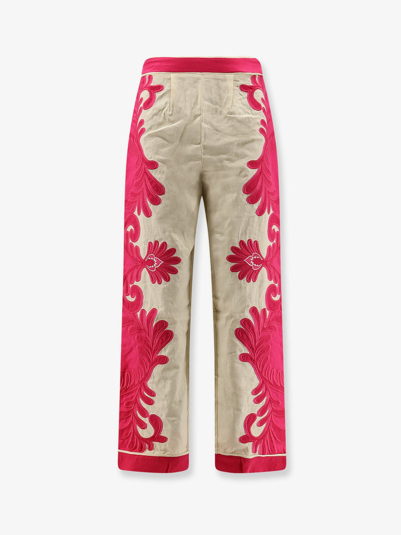 Farm Rio Pantalón Farm Rio de lino y viscosa rosa - World Class Fashion