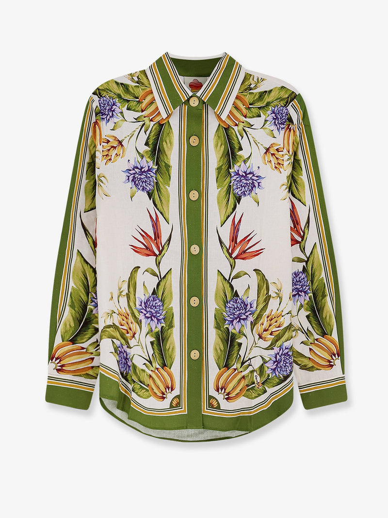 Farm Rio Farm Rio Tropical Linen and Viscose Shirt Green - World Class Fashion