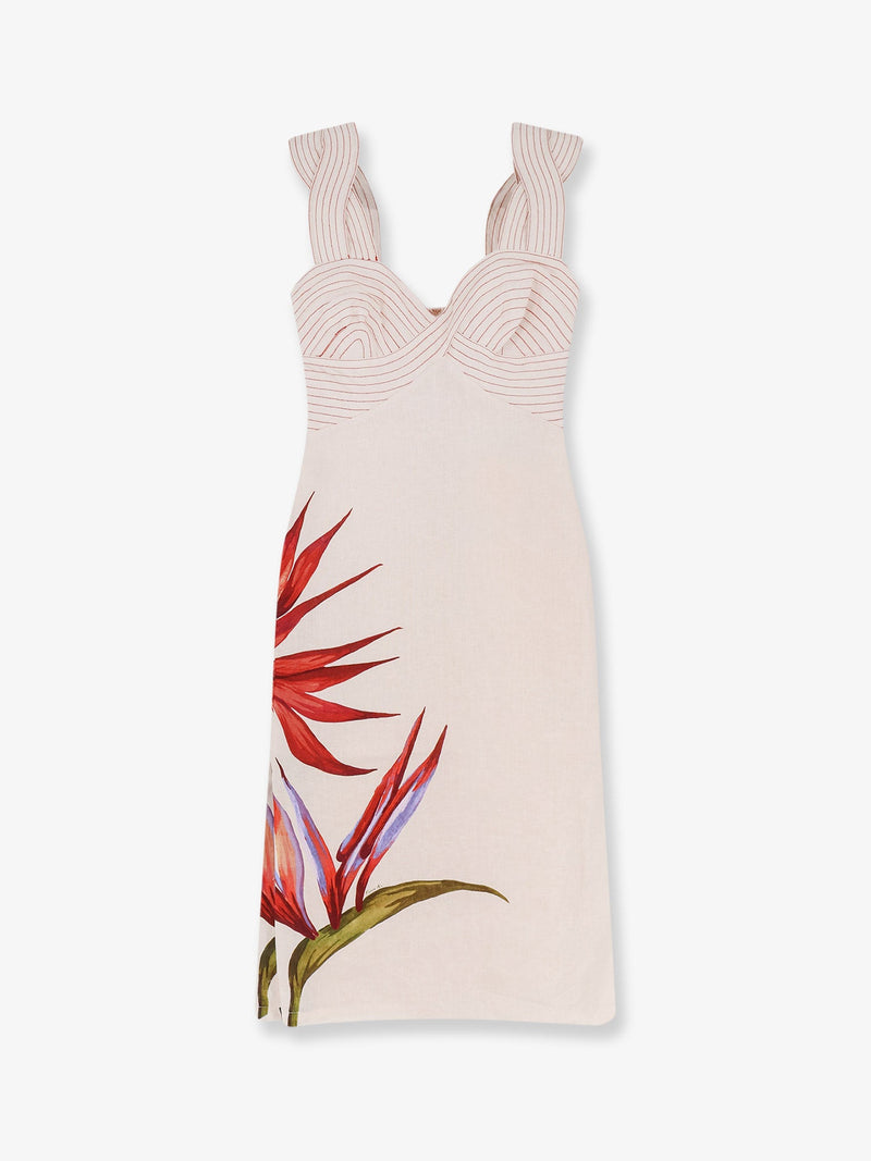 Farm Rio Vestido de lino Strelizia de Farm Rio, color rosa - World Class Fashion