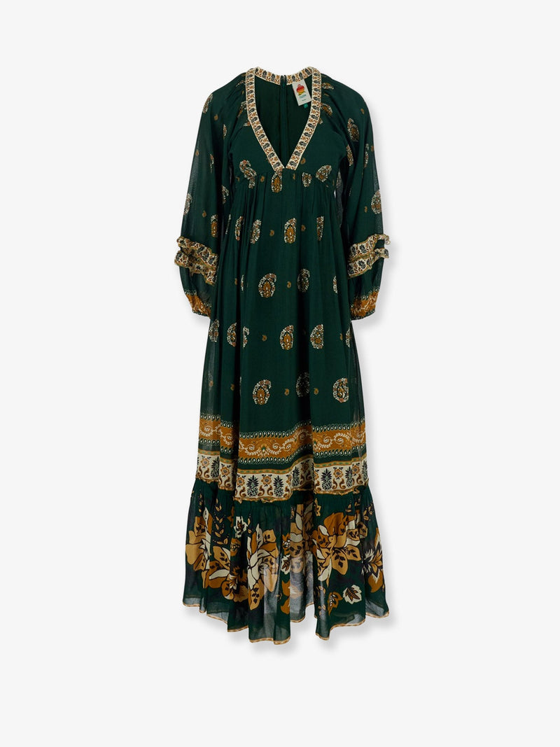 Farm Rio Farm Rio vestido largo Ayla verde - World Class Fashion